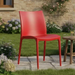 Sedie Da Esterno|Sedie > Dmora Sedia da Esterno una Sedia Impilabile, Peso Supportato 120 kg Made in Italy - Linder Rosso