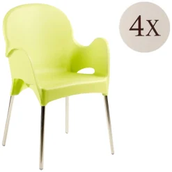 Sedia da Esterno Verde 4 Sedie Impilabile, Braccioli Made in Italy - Raimund