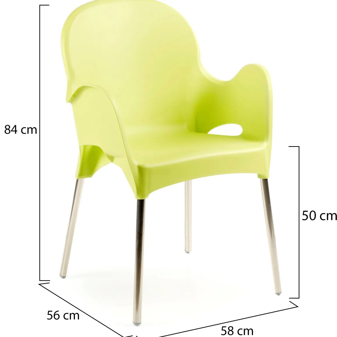 Sedia da Esterno Verde 4 Sedie Impilabile, Braccioli Made in Italy - Raimund
