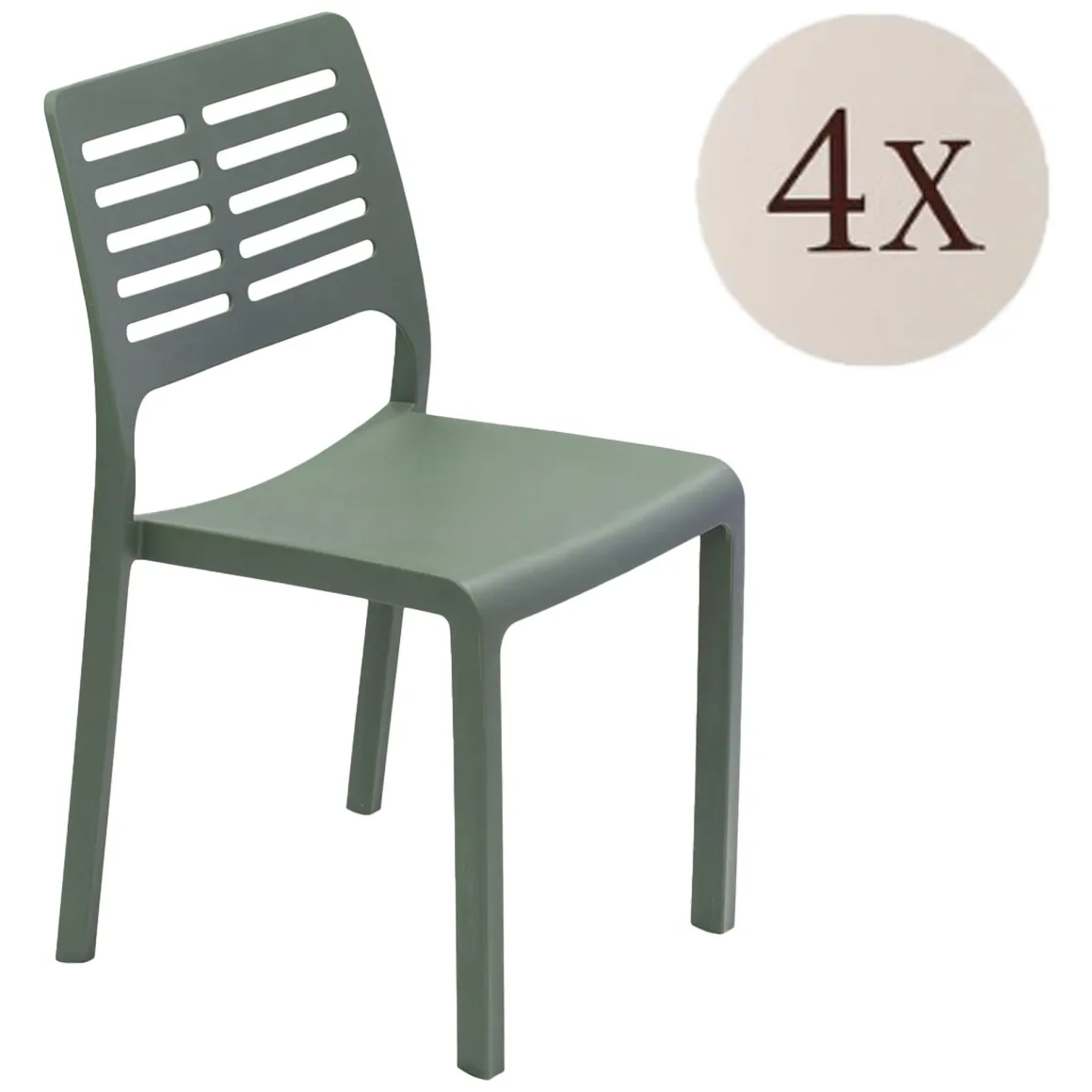 Sedie Da Esterno|Sedie > Dmora Sedia da Esterno 4 Sedie Impilabile, Peso Supportato 120 kg Made in Italy - Eclectic Verde