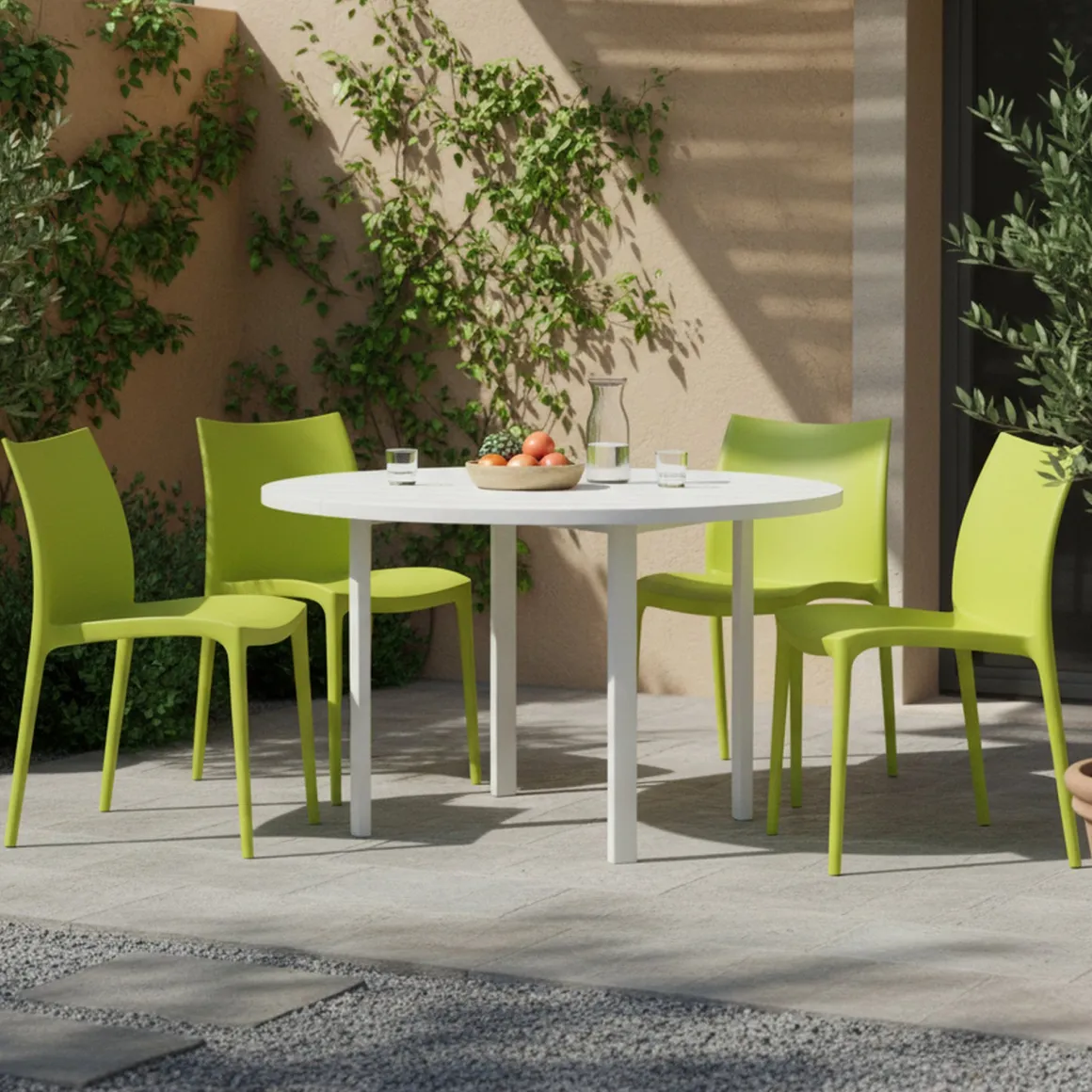 Sedia da Esterno Verde 4 Sedie Impilabile, Peso Supportato 120 kg Made in Italy - Grover