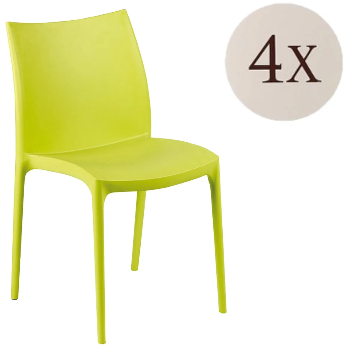 Sedia da Esterno Verde 4 Sedie Impilabile, Peso Supportato 120 kg Made in Italy - Grover