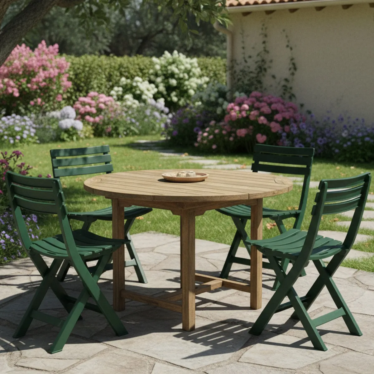 Sedie Da Esterno|Sedie > Dmora Sedia da Esterno 4 Sedie Pieghevole, Peso Supportato 120 kg Made in Italy - Jennie Verde