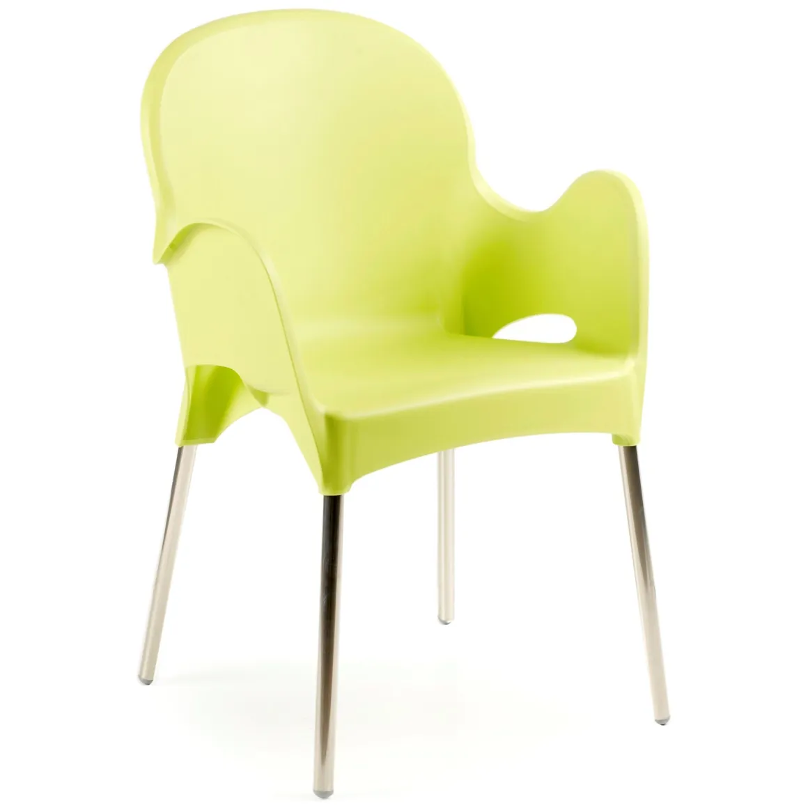 Sedia da Esterno Verde una Sedia Impilabile, Braccioli Made in Italy - Vashti