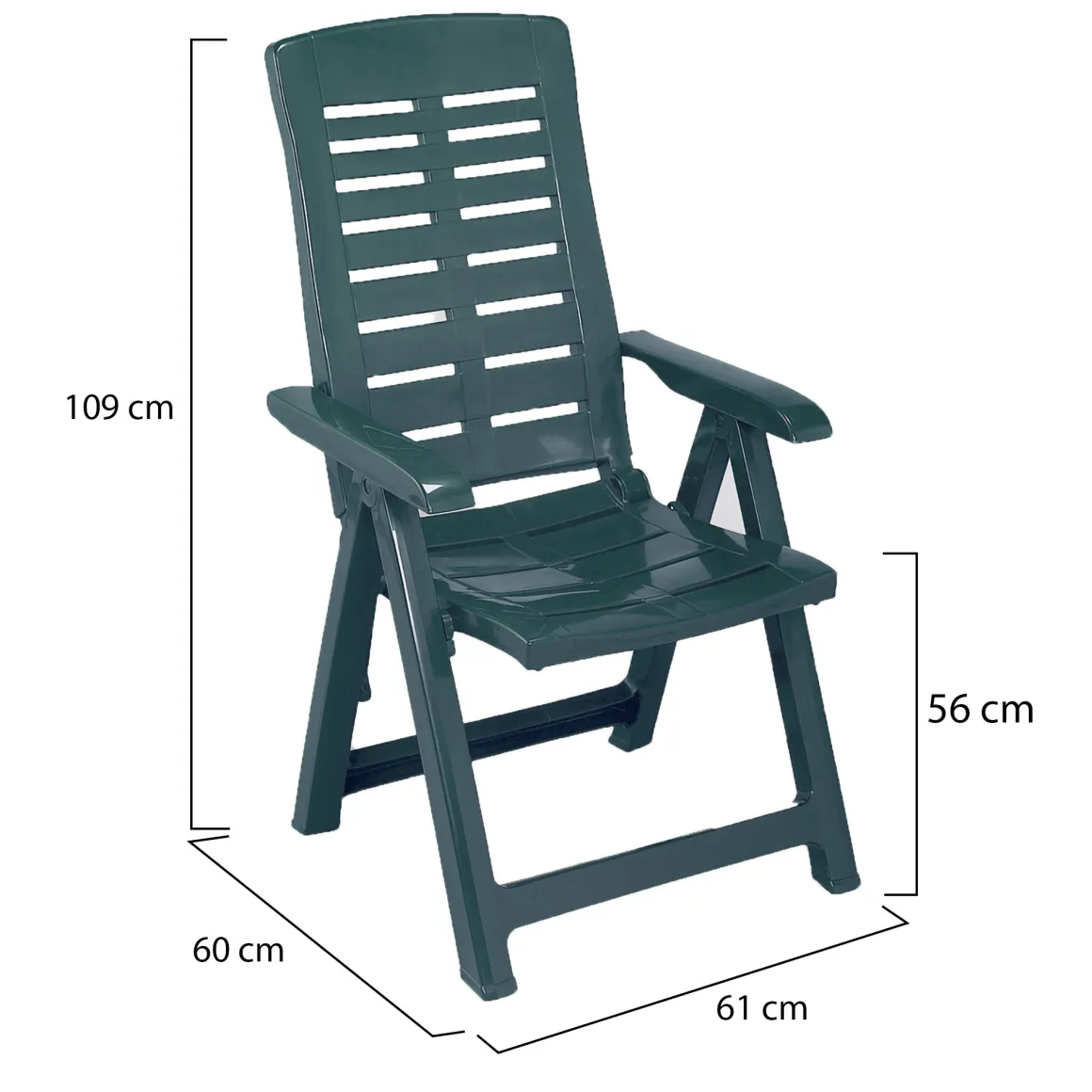 Sedie Da Esterno|Sedie > Dmora Sedia da Esterno una Sedia Schienale Reclinabile, Multiposizione Made in Italy - Heflin Verde