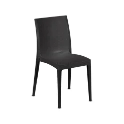 Sedie Da Esterno|Sedie > Dmora Sedia da giardino effetto rattan impilabile antracite - Ferla Grigio Antracite
