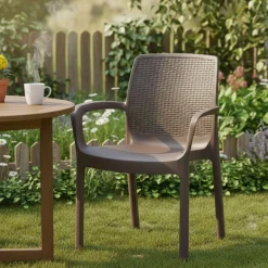 Sedia da giardino elegante impilabile marrone - Asha
