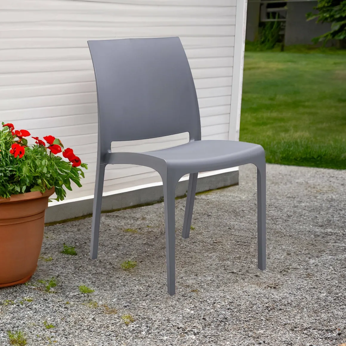 Sedia da giardino impilabile grigio - Camo