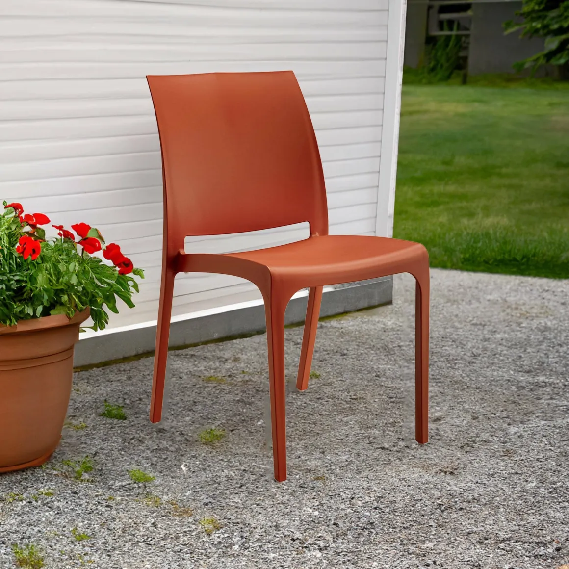 Sedia da giardino impilabile rosso - Camo