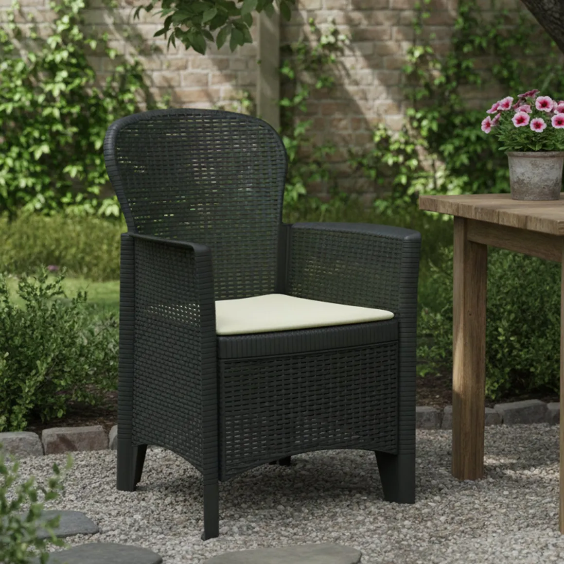 Sedia da giardino in plastica antracite - Amilton