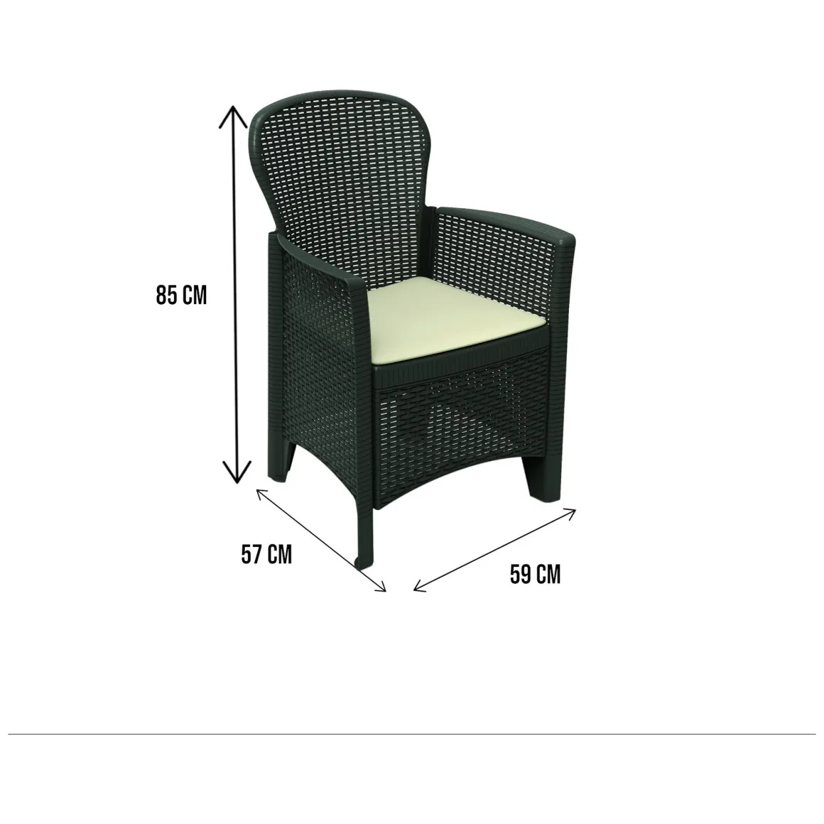 Sedia da giardino in plastica antracite - Amilton