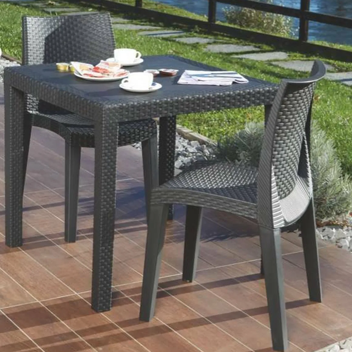 Sedia da giardino moderna impilabile antracite - Ant