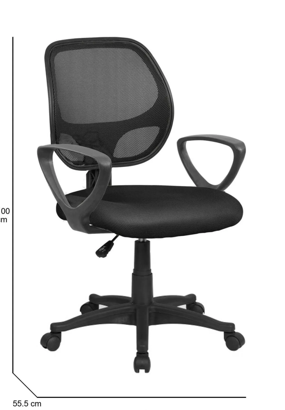 Ufficio|Sedie Con Ruote > Dmora Sedia da pc con ruote imbottita con braccioli in ecopelle nera - Filiberta Nero