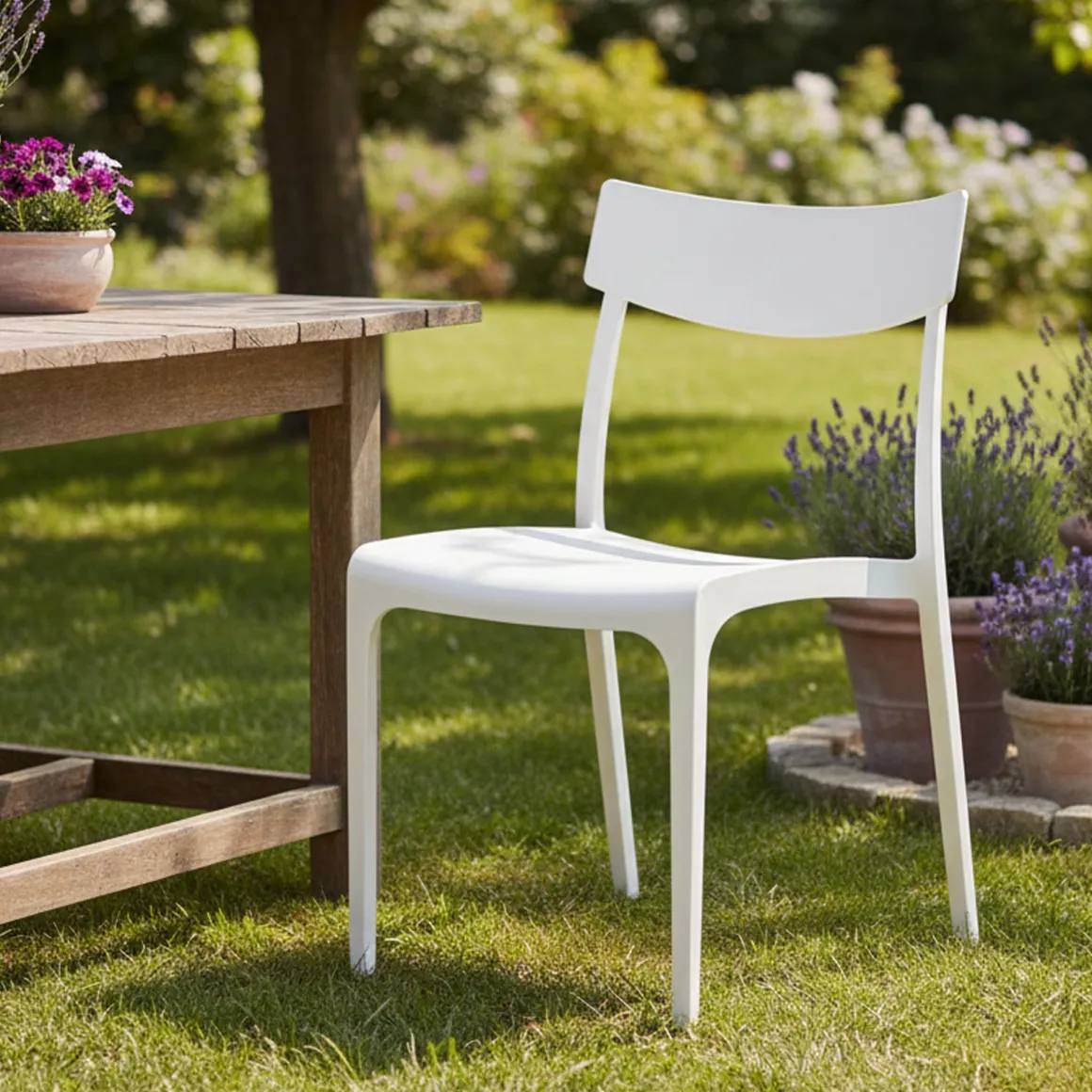 Sedia da terrazza impilabile bianco - Lupia