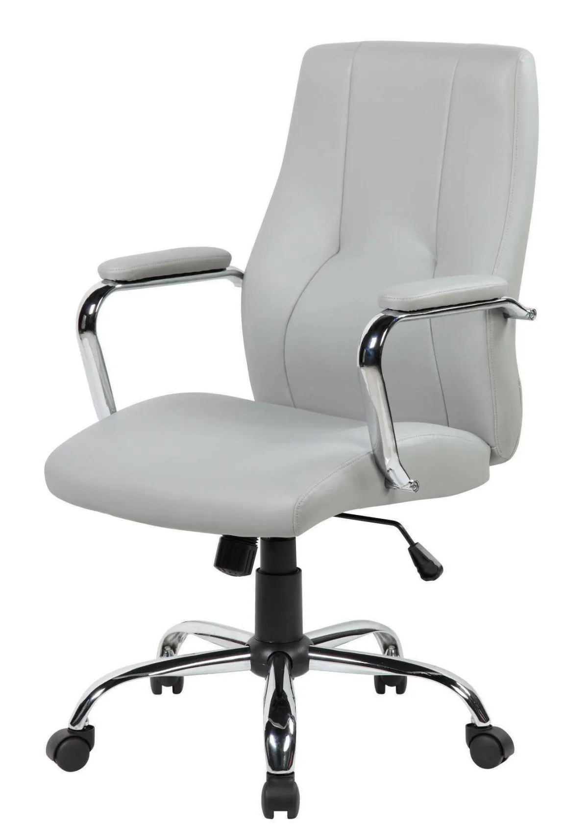 Ufficio|Sedie Con Ruote > Dmora Sedia ergonomica con ruote imbottita con braccioli in ecopelle grigia - Yuki Grigio