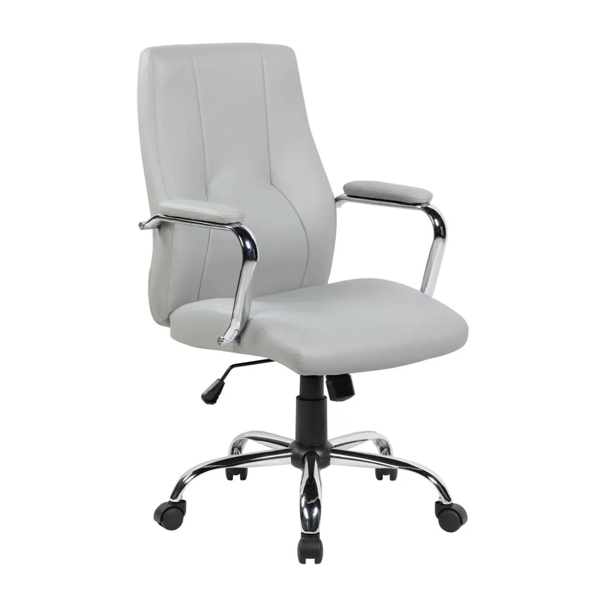 Ufficio|Sedie Con Ruote > Dmora Sedia ergonomica con ruote imbottita con braccioli in ecopelle grigia - Yuki Grigio
