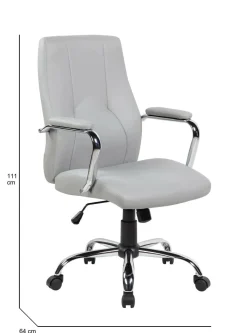 Ufficio|Sedie Con Ruote > Dmora Sedia ergonomica con ruote imbottita con braccioli in ecopelle grigia - Yuki Grigio