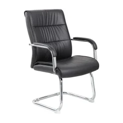 Sedia fissa ufficio imbottita in ecopelle nero - Decimo