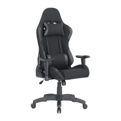 Ufficio|Sedie Con Ruote > Dmora Sedia gaming imbottita con braccioli in ecopelle nera - Mindy Nero