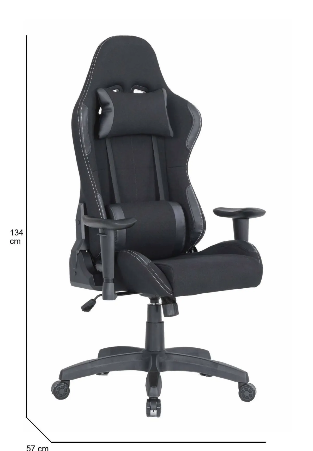 Ufficio|Sedie Con Ruote > Dmora Sedia gaming imbottita con braccioli in ecopelle nera - Mindy Nero