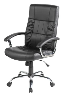 Ufficio|Sedie Con Ruote > Dmora Sedia girevole imbottita con braccioli in ecopelle nera e rossa - Mindy Rosso, Nero
