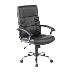 Ufficio|Sedie Con Ruote > Dmora Sedia girevole imbottita con braccioli in ecopelle nera e rossa - Mindy Rosso, Nero