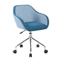 Ufficio|Sedie Con Ruote > Dmora Sedia girevole schienale basso con braccioli in ecopelle - Bardello Blu