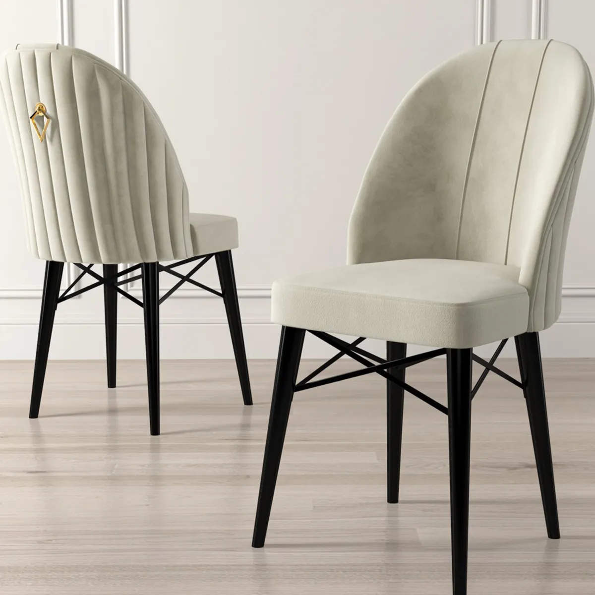 Sedie > Dmora Sedia Grigio Chiaro Nero 6 Sedie Imbottito, Peso Supportato 120 kg - Perillis Nero, Grigio Chiaro