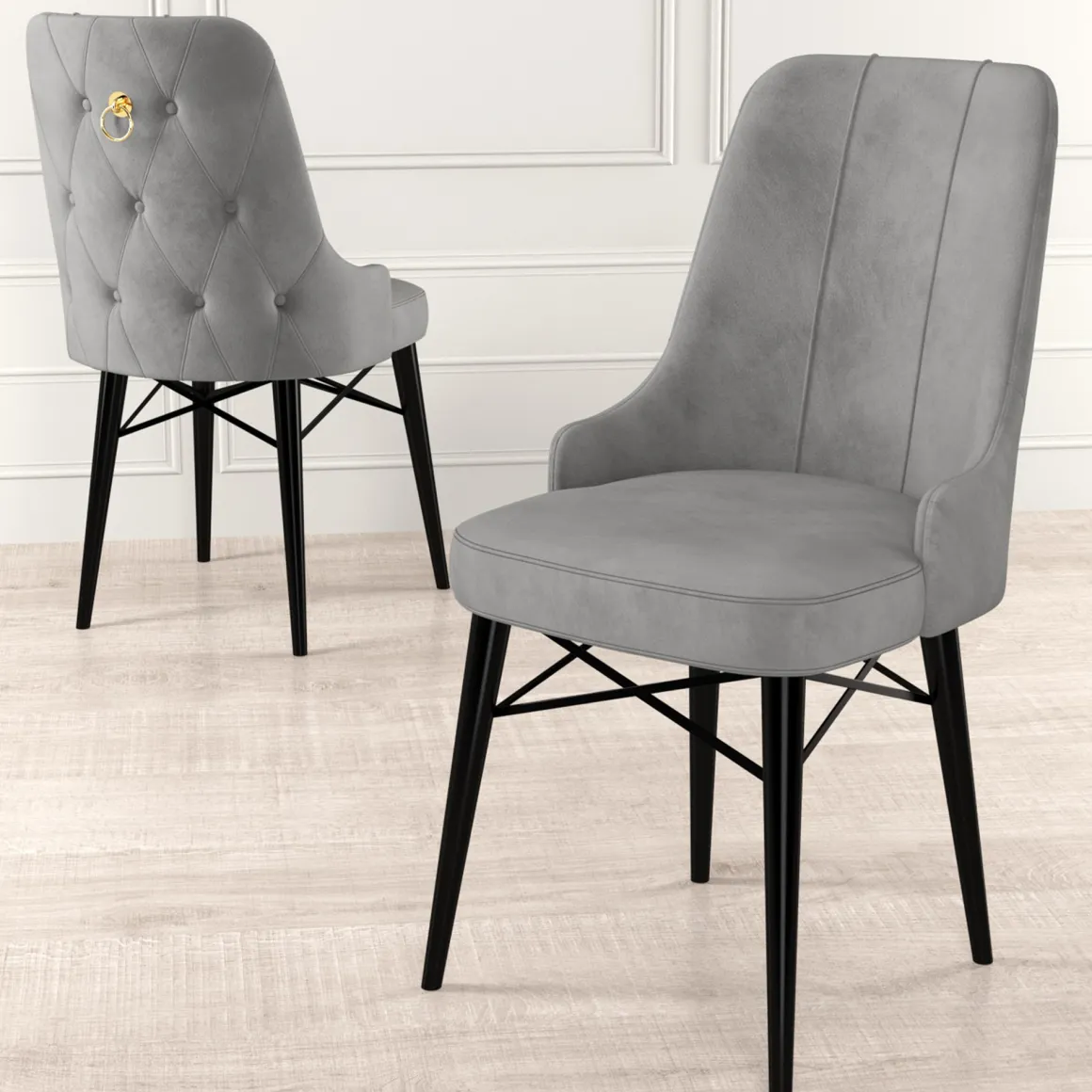 Sedia Grigio 6 Sedie Imbottito, Peso Supportato 120 kg - Cressa
