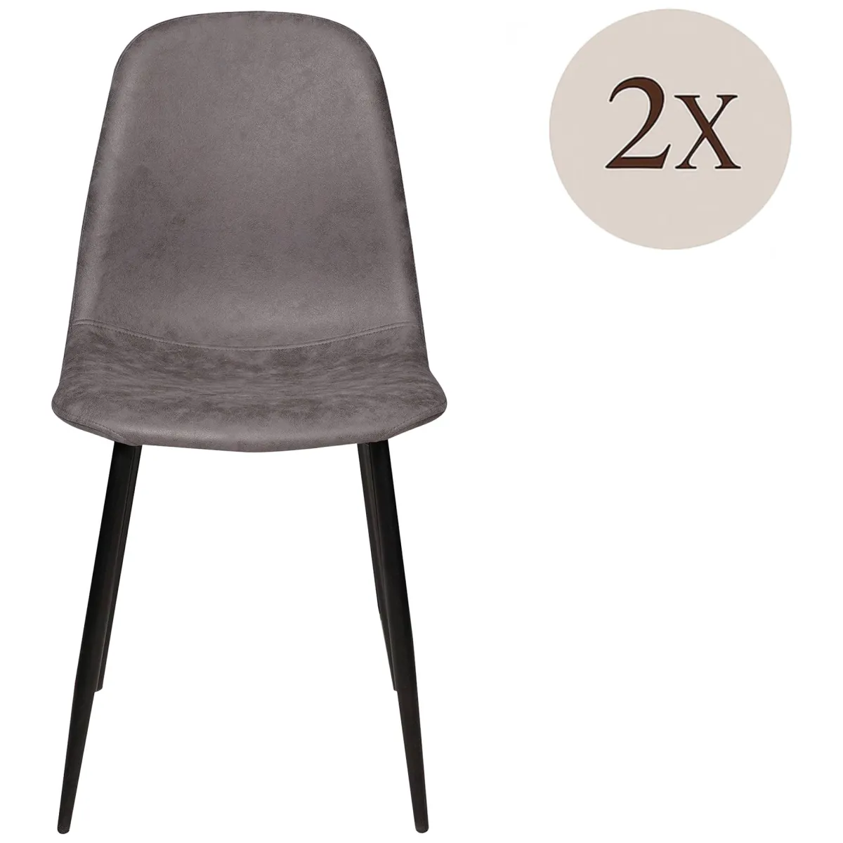 Sedie > Dmora Sedia 2 Sedie Materiale Struttura in Metallo, Colore Seduta - Cerda Grigio