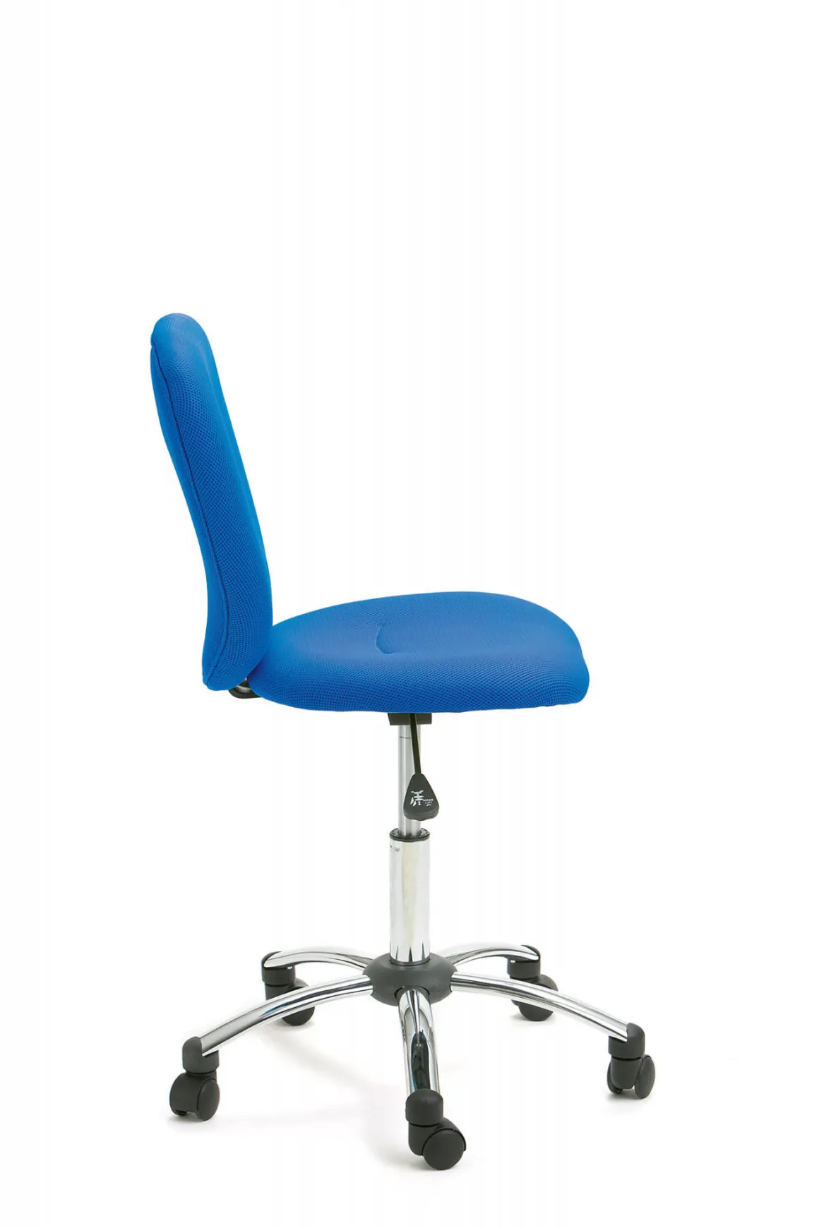 Sedia in metallo e tessuto imbottitio blu
