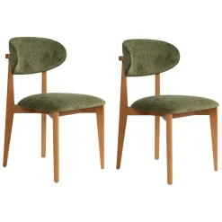 Sedia Marrone Noce Verde 2 Sedie Imbottito, Peso Supportato 120 kg - Morubio