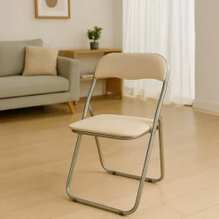 Sedia pieghevole imbottita beige struttura in metallo - Antenore