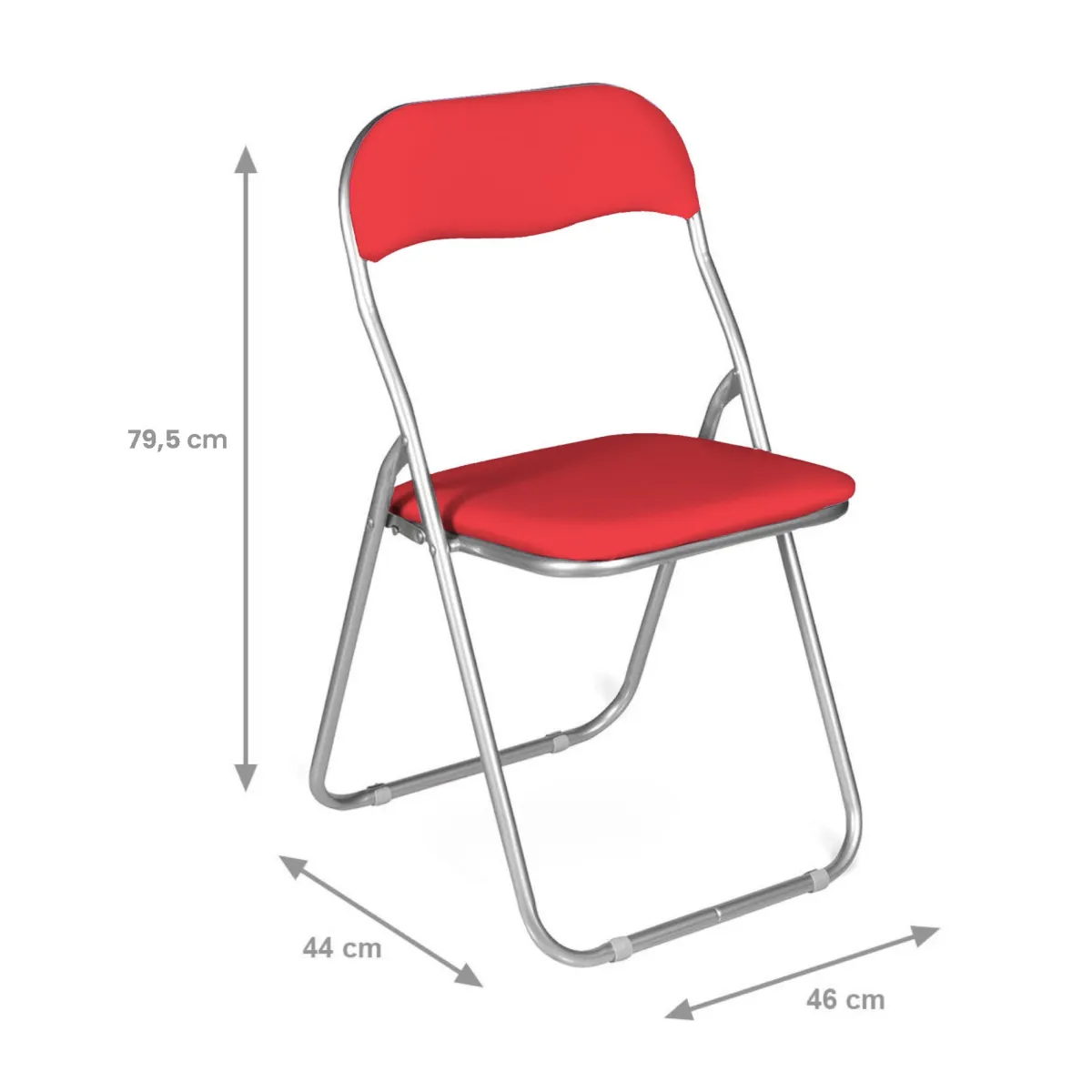 Ufficio|Cucina > Dmora Sedia pieghevole imbottita rossa struttura in metallo - Antenore Grigio, Rosso