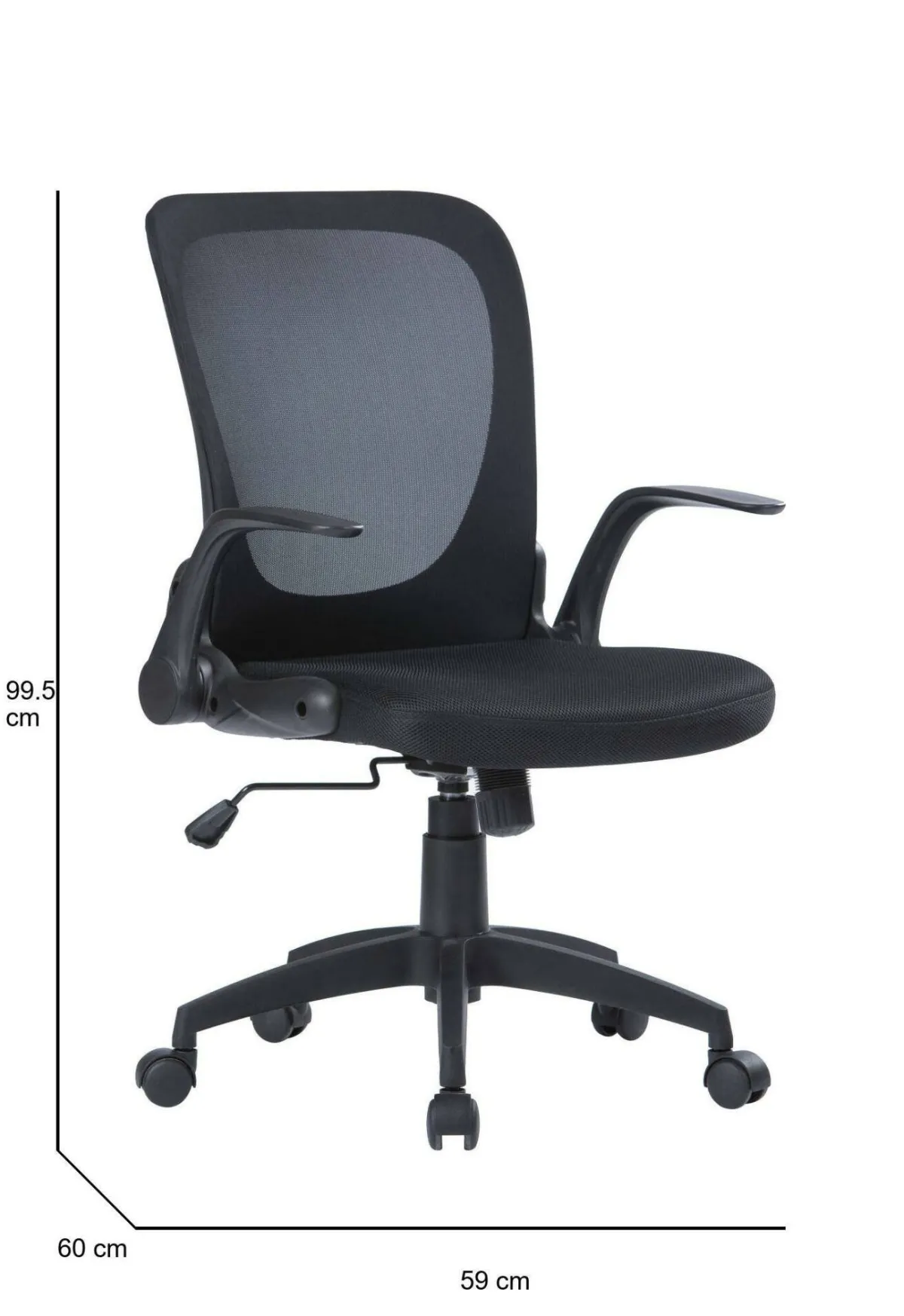 Ufficio|Sedie Con Ruote > Dmora Sedia scrivania con ruote imbottita con braccioli in ecopelle nera - Baschi Nero