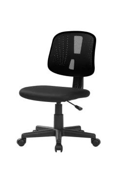 Ufficio|Sedie Con Ruote > Dmora Sedia scrivania con ruote imbottita in tessuto nera - Baradili Nero