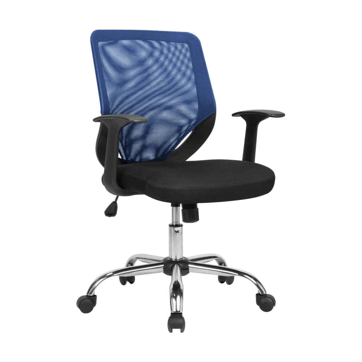 Ufficio|Sedie Con Ruote > Dmora Sedia ufficio con ruote con braccioli in tessuto nera e blu - Baradili Blu, Nero