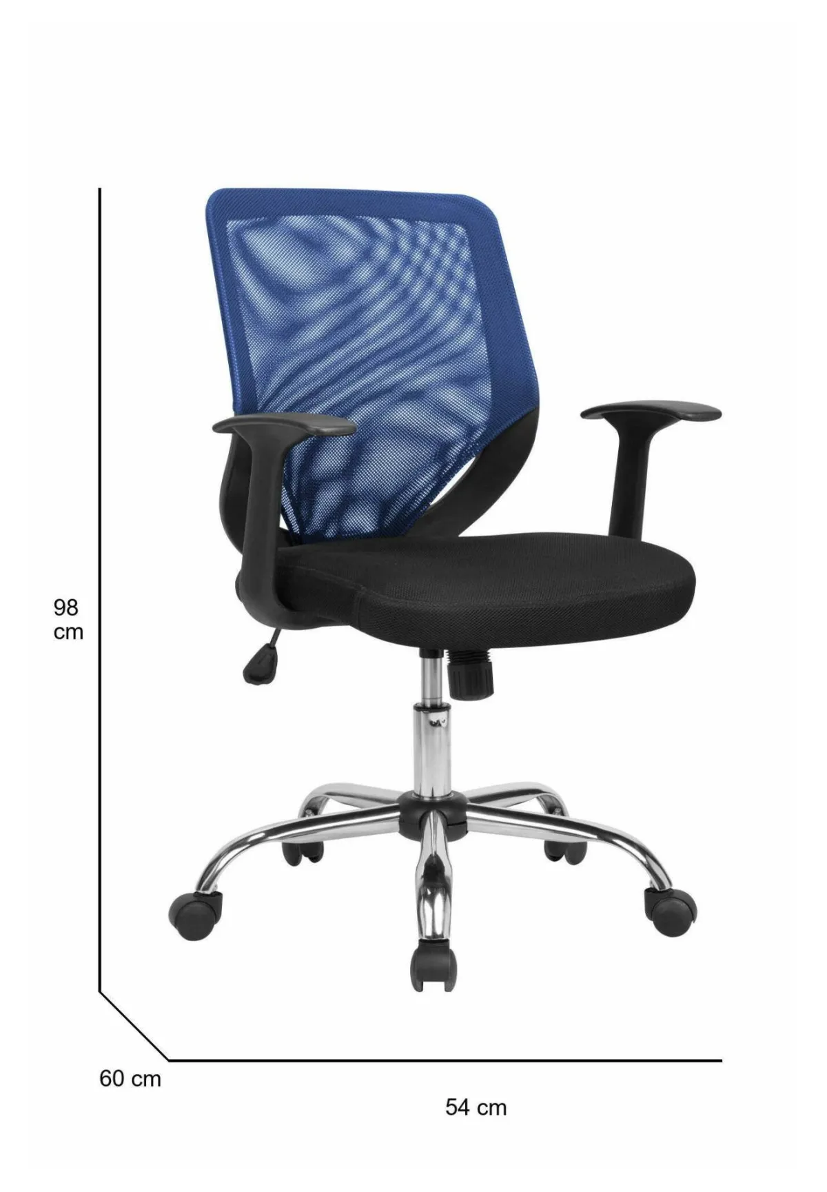 Ufficio|Sedie Con Ruote > Dmora Sedia ufficio con ruote con braccioli in tessuto nera e blu - Baradili Blu, Nero