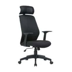 Ufficio|Sedie Con Ruote > Dmora Sedia ufficio con ruote imbottita con braccioli in tessuto nera e rossa - Cefeo Nero, Rosso