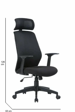 Ufficio|Sedie Con Ruote > Dmora Sedia ufficio con ruote imbottita con braccioli in tessuto nera e rossa - Cefeo Nero, Rosso