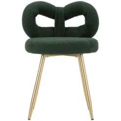 Sedie > Dmora Sedia Verde oro una Sedia Seduta in Tessuto Effetto Bouclè, Imbottito - Rishik Oro, Verde