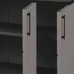 Set Armadi da Esterno Grigio Nero 4 Ripiani Apertura Battente, Resistente ai Raggi uv Impermeabile Made in Italy - Orvinio