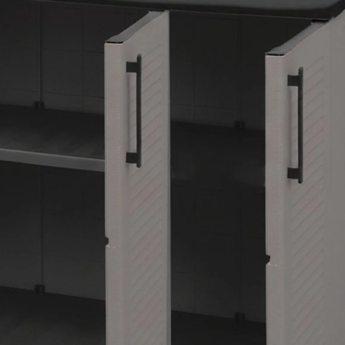 Set Armadi da Esterno Grigio Nero 4 Ripiani Apertura Battente, Resistente ai Raggi uv Impermeabile Made in Italy - Orvinio