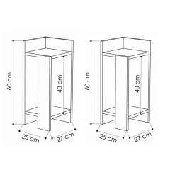 Set Comodini Marrone Quercia Nero Antracite 4 Ripiani Colore Ripiano Marrone, Elementi Inclusi 2 Comodini - Tartano