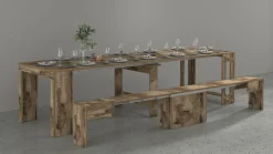 Set consolle allungabile 12 posti e 1 panca allungabile acero - Badesi