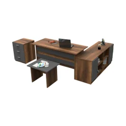 Set Da Ufficio > Dmora Set da ufficio Abutilon, Noce e Antracite Nero Antracite, Marrone Noce