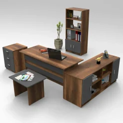 Set da ufficio Hilda, Noce e Antracite