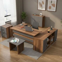 Set da ufficio Nari, Noce e Antracite