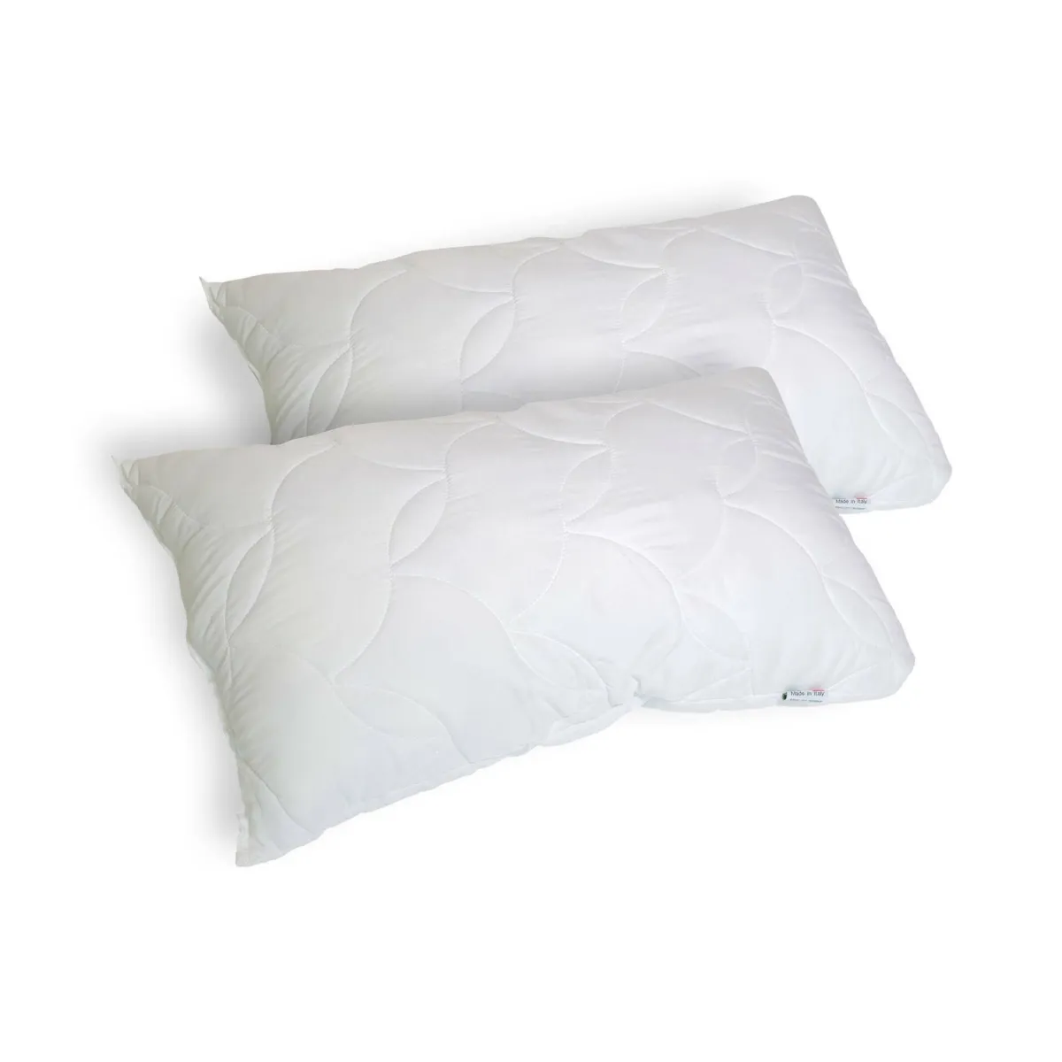 Guanciali > Dmora Set di 2 guanciali Salvia, Made in Italy, 73x44 h14 cm, Bianco Bianco, Bianco