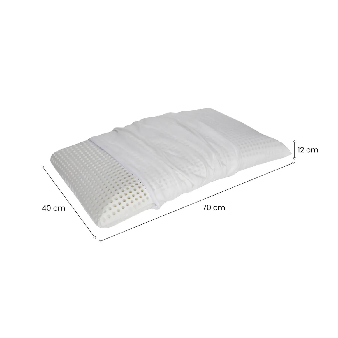 Set di 2 guanciali Timo, Made in Italy, 70x40 h12 cm, Bianco